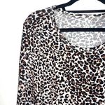 Maurice's 24/7 Cream Brown Leopard Print Crew Neck Long Sleeve Tee Photo 3
