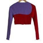 Victor Glemaud Red Purple Colorblock Cropped Cardigan Wool Sweater XS Photo 10