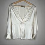 Theory  Cream Twist Blouse in Satin Size 6 Photo 1