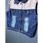 Traffic Jeans Wear Jean Denim Vest with Geometric Print Cowgirl Festival Wear Blue Size L Photo 2
