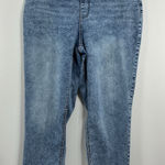 Terra & Sky Womans  Pull On Blue Jeans 1X 16w-18w Elastic Waist Excellent Photo 0