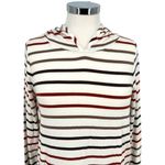 Market & Spruce Striped Hooded Long Sleeve Top Ivory Red Brown Size Large NWT Photo 1