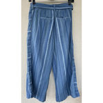 Anthropologie By  XS Blue Linen Blend Laguna Cropped Wide Leg Pant Lagen Beach Photo 6