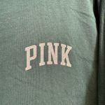 PINK - Victoria's Secret  Hooded Dark Green Silver Glitter‎ Logo Shirt Medium Photo 3
