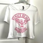 Pink and White Venice Beach California Muscle Beach Crop Top Y2k Cute Size L Size L Photo 0