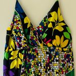 Tank Floral Maxi Pullover Dress V Neck Stretch Loose Fit Fully Lined Sz M L Black Photo 6