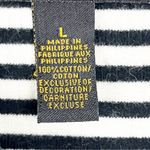 Ralph Lauren LAUREN Black White Striped Long V-Neck Button Accent Top Large Photo 3