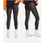 Free People  midnight black vegan suede high rise cropped pull on pants L Photo 1