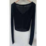 Free People Women's Game On Cardigan Sweater Black Ribbed Knot V Neck Medium Photo 7