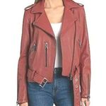 Bagatelle Women's Washed Leather Biker Moto Belted Jacket in Sunset size XS Photo 0