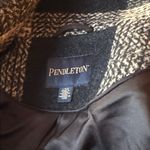 Pendleton NWT PendletonTan Plaid Wool Blend Zip Up Walker Jacket L Stand Collar Wool Photo 10