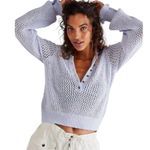 Free People  Purple Open Weave Cropped Snowdrift Pullover Top Sweater size XS Photo 1