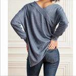 Stella & Dot  Asymmetrical Ribbed Double V Sweater NWT Chambray Blue Grey Small Photo 2