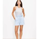 Loft Belted Paperbag Waist Pull-On Soft Denim Shorts Light Blue Size XS Photo 2