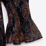 ZARA  Black Chiffon Floral Paisley High Neck Long Sleeve Mini Dress Size S Photo 4