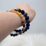 Natural Hematite Yellow Tiger Eye Beaded & Citrine Stone Bracelet Duo Photo 2