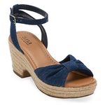 a.n.a  Womens Dukes Heeled Sandals Denim size 7.5 NWT Platform Raffia Ankle Strap Photo 0