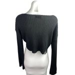 Urban Outfitters  Womens Black Rib Knit Long Sleeve Distressed Crop Sweater Top M Photo 1