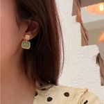 Vintage Chic Style Geometric Drop Earrings Retro Imitation Gemstone‎ Accents Gold Photo 2