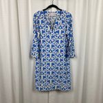 Jude Connally Blue Swirl Megan 3/4 Sleeve Jude Cloth Shift Dress Sz.L Size L Photo 4
