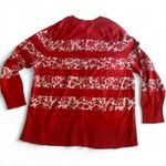 Lands' End Red & White Floral Stripe Supima Cotton Cardigan - 2XL Photo 1