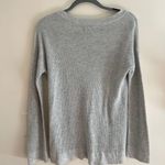 American Eagle Grey Knit Sweater With Scoop Tie Neck Photo 3
