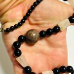 Handmade Jasper Obsidian Gem Fine Art Gemstone Bead Necklace Unisex Men Women Artist RARE Artisan Lobster Claw Clasp Closure Photo 2