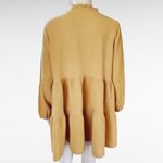 Entro Mustard Crinkle Tiered Long Sleeve Tunic Mini Drezs Size Large Photo 4