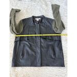 Sans Souci Faux Leather Olive Green Sleeve Jacket Bomber Moto Style Photo 9