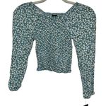 Art Class NEW Light Blue White Floral Crop Top Women’s Size Small Stretchy Shirt Photo 0