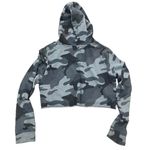 Hollister Crop Top Hoodie Womens Large Black Gray Camo Sweatshirt Long Sleeve Photo 4