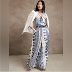 Banana Republic  Blue Print 100% Silk Belay Ultra Wide Leg Pants Size 8 Photo 10