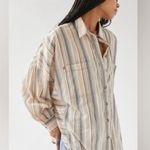 BDG Bell Button-Down Shirt Urban Outfitters Striped Oversized Long Sleeve Top Sm Photo 0