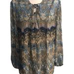 Como Black NWT  Plus Size Sheer LS Paisley Top Photo 0
