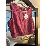 NEW Linen Blend Sleeveless Round Neck Crop Top Tank M Purple Size M Photo 4