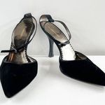 BCBGMAXAZRIA Suede Ankle Strap Pointed Toe Pump Heels Black 8.5 Photo 1