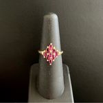 Vintage Marquis Cut Cluster Garnet 14kt Gold Ring, Size 5.75 Red Photo 1