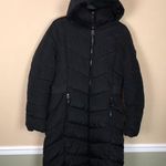 Calvin Klein  Women’s Black Long Line Hooded Puffer Double Zip-Up Jacket Photo 0