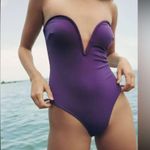 ZARA Sexy Purple Corset V Neck Strapless Swimsuit Size Small S Bloggers Fave Photo 6