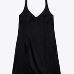 ZARA Rare! Black Satin Seamed Bustier Lingerie Style Mini Dress Photo 10
