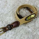Jordache Woven Belt Leather Brown, Brass Small Photo 0