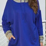 ROYAL BLUE GRAY WAFFLE KNIT HOOD & CUFFS SOFT HOODIE SIZE 2XL 18 Photo 3