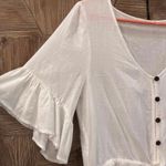 Patrons of Peace Women's White Flutter Sleeve Top, Size S, Cottage Photo 1