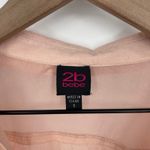 2b Bebe Sheer Peach Button Down Shirt Roll Tab Sleeves Pockets Size S Pink Photo 2