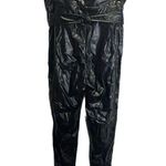 Chocolate USA Black Pleather Paperbag Women's Pants Size S Tie. Waist High Rise Photo 1