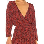 Blue Life Planet Blue Red Snakeskin Wrap Front Deep V Romper Photo 0