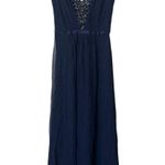 Mikael Aghal Silk Maxi Gown Blue Beaded Prom Formal Event Dress Size 0 Photo 12