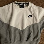 Nike White and Grey Cropped Crewneck Photo 1