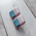 Vintage Earrings for Pierced Ears Retro Pink, White, Blue Photo 1