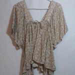 Fourteen & 9th  Floral Tan Floral Blouse with Flutter Sleeves Boho Prairie Size M Photo 6